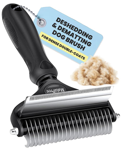 2-in-1 Deshedding and Dematting Brush for Dogs and Long-Haired Cats