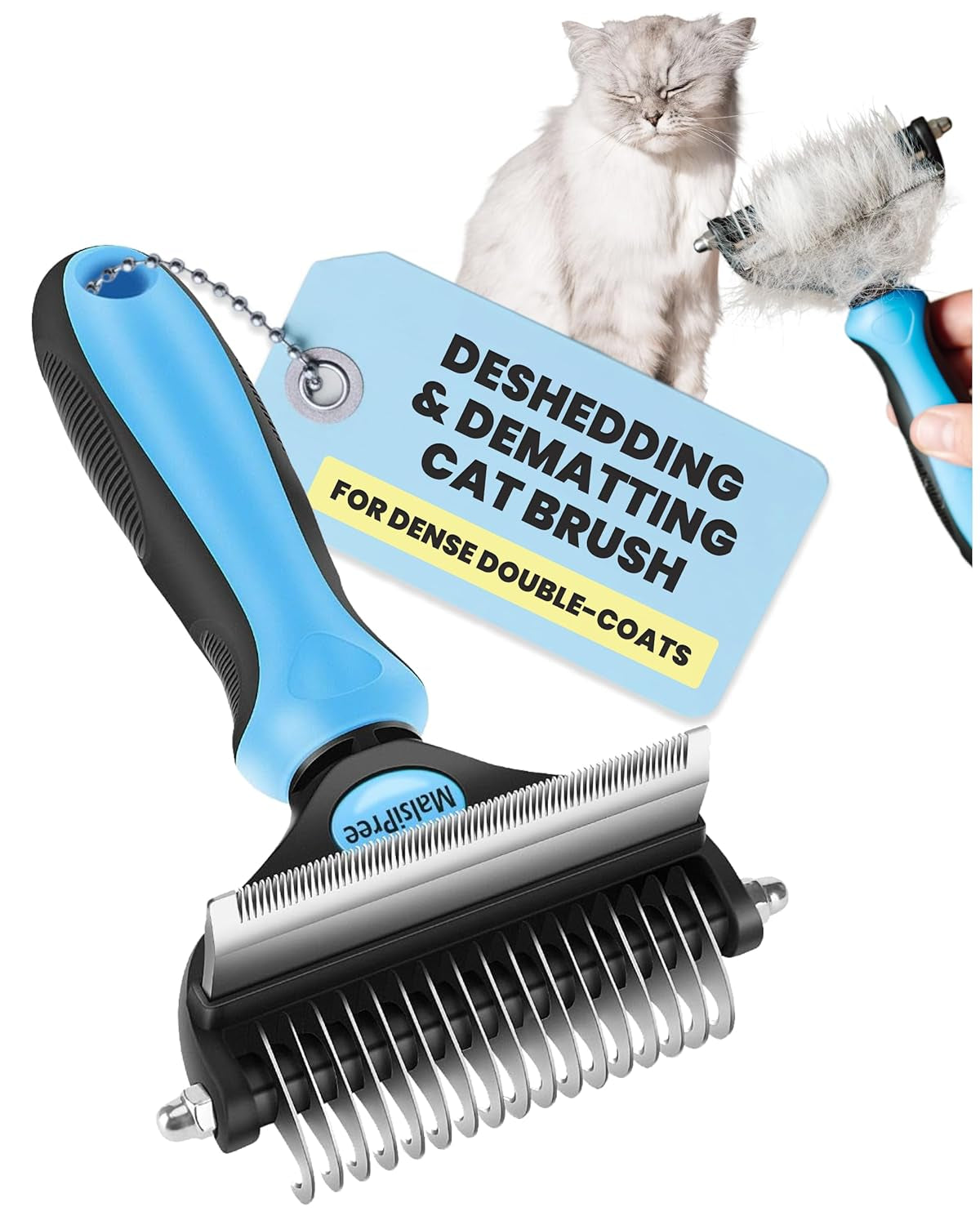 2-in-1 Deshedding and Dematting Brush for Dogs and Long-Haired Cats