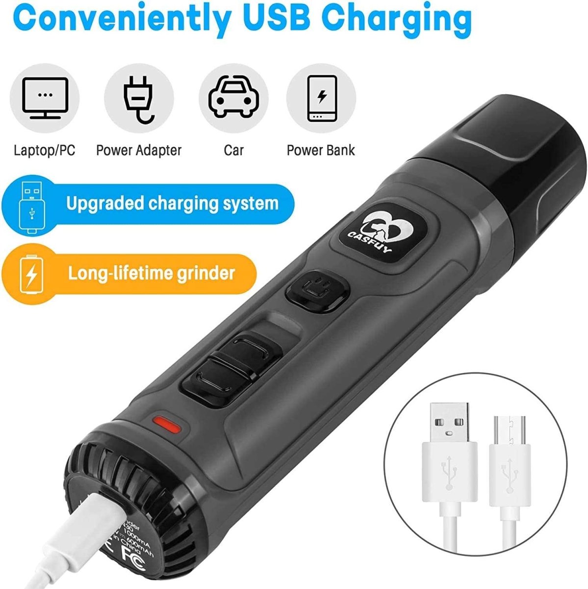 Rechargeable Dog Nail Grinder with 2 LED Lights