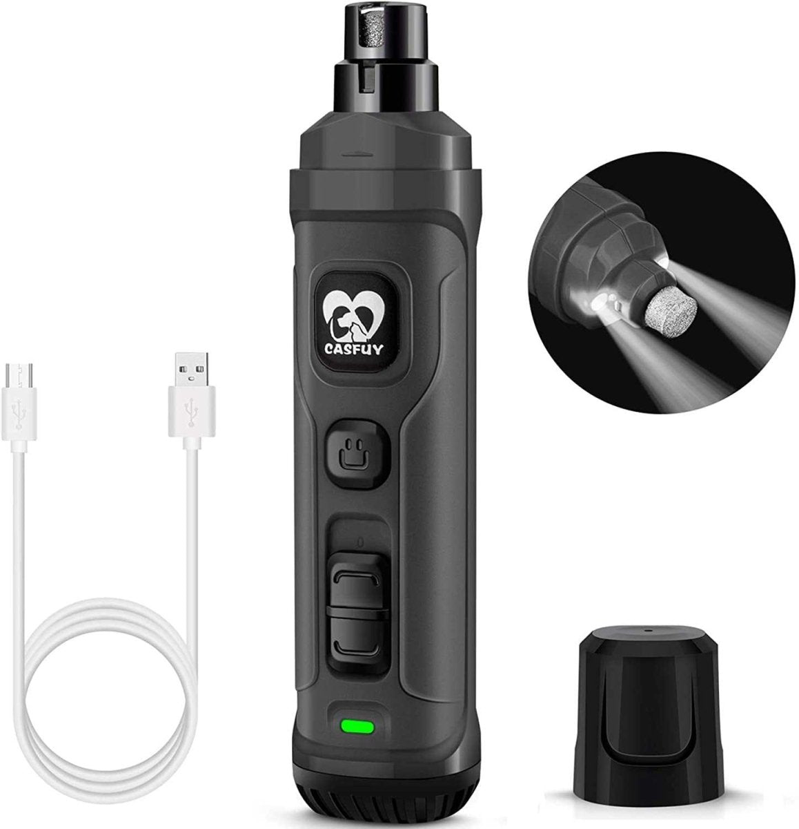 Rechargeable Dog Nail Grinder with 2 LED Lights