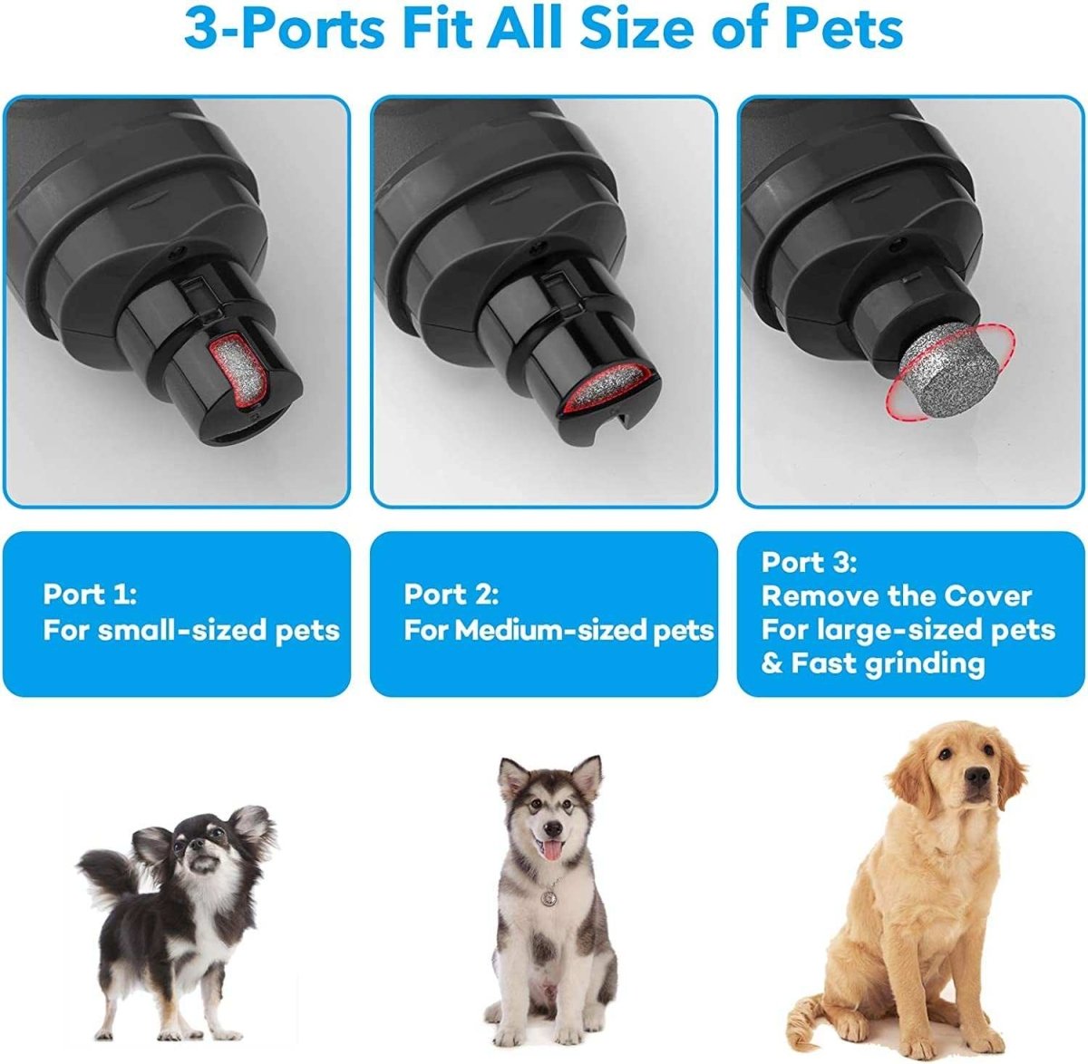 Rechargeable Dog Nail Grinder with 2 LED Lights
