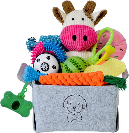 20-Piece Puppy Teething Chew Toy Set with Basket