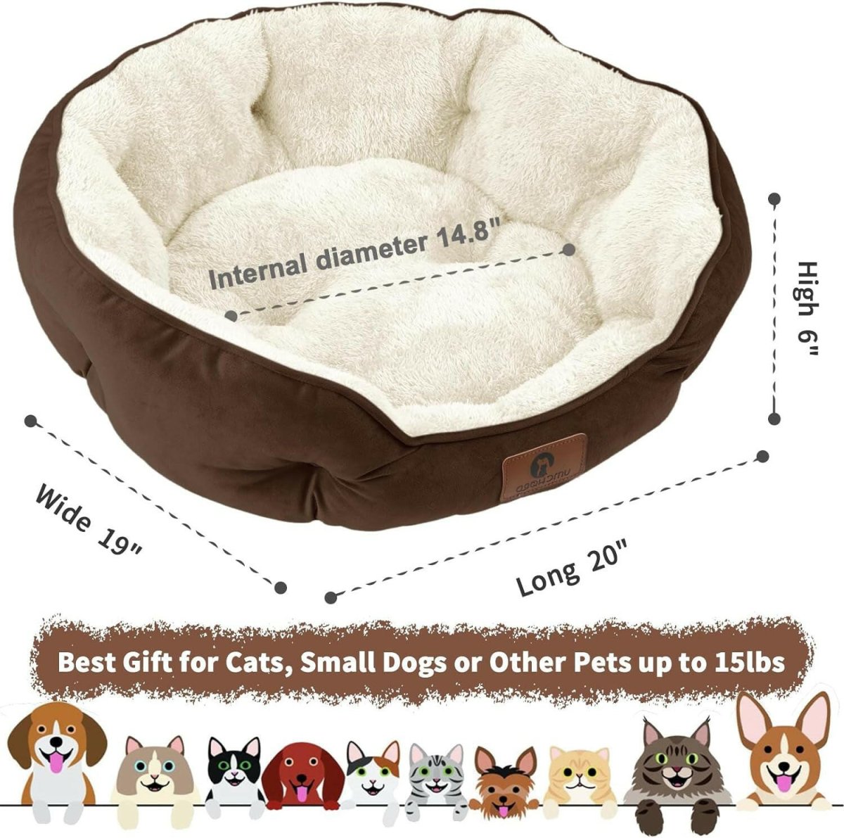 20 in Sherpa Pet Bed for Puppies and Kittens