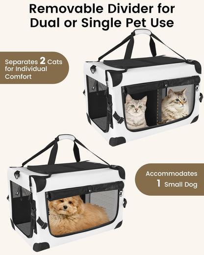 Large Soft-Sided Cat Carrier for 2 Cats, Up to 55 lbs