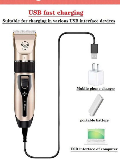 Rechargeable Low-Noise Dog Clippers with Comb Set