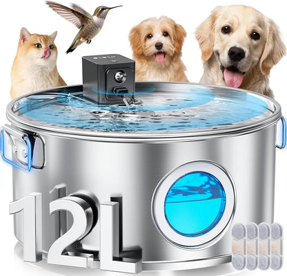 Wireless Stainless Steel Dog Fountain, 3.4 Gallon