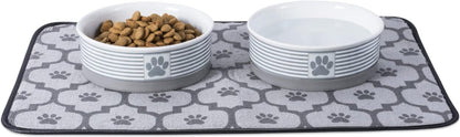 Ceramic Pet Bowl Set, Medium, 2 Piece, Gray
