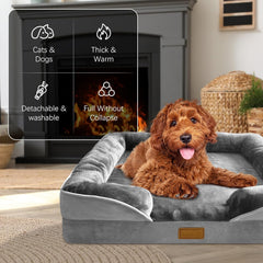 Orthopedic Bolster Dog Bed with Waterproof Liner
