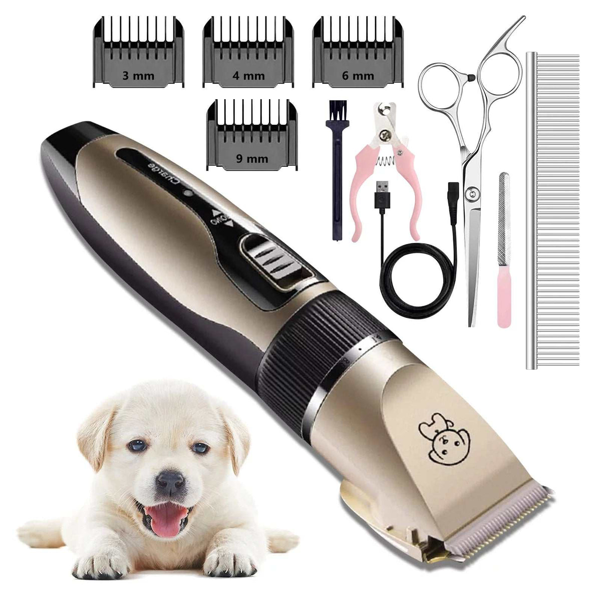 Rechargeable Low-Noise Dog Clippers with Comb Set