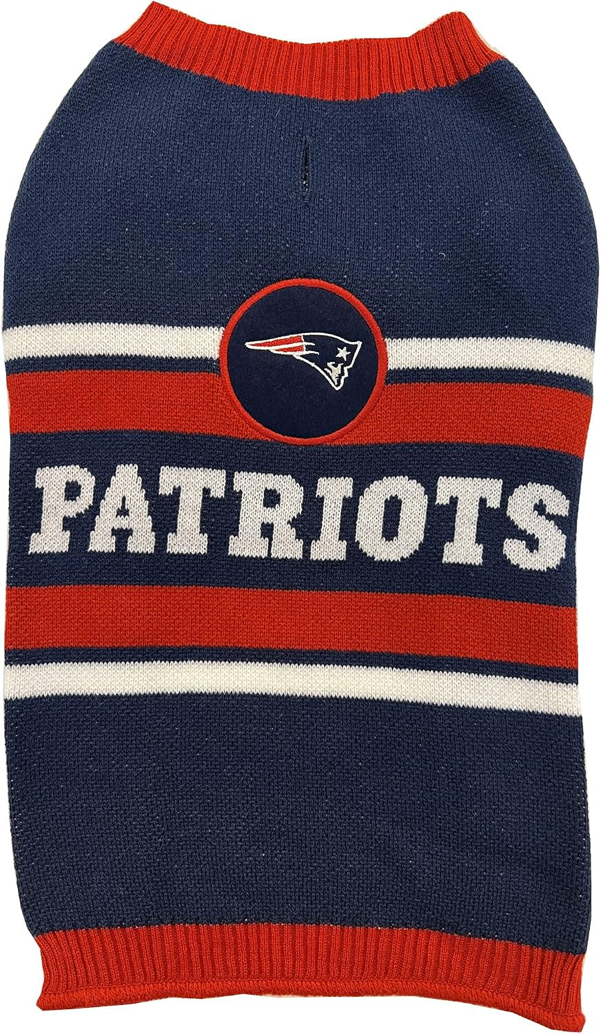 New England Patriots knit dog sweater