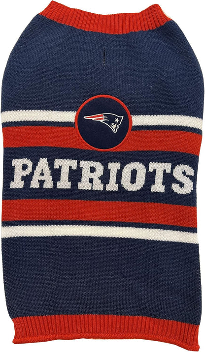 New England Patriots knit dog sweater