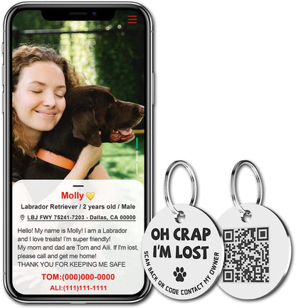 Stainless Steel QR Code Pet ID Tag