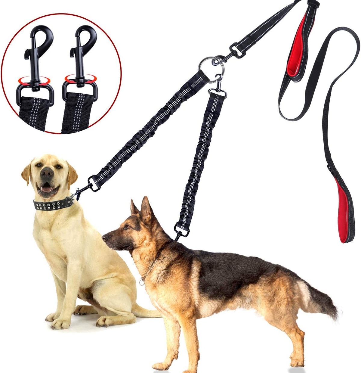 360 Degree Swivel Double Dog Leash, up to 200 lb