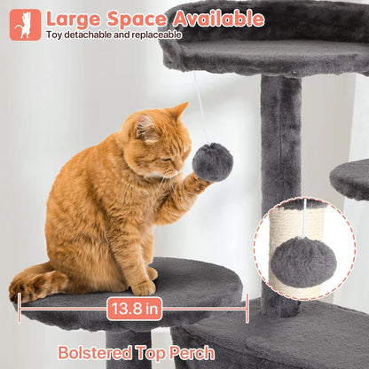 54 in Double Condo Cat Tree with Perch, Ash Gray