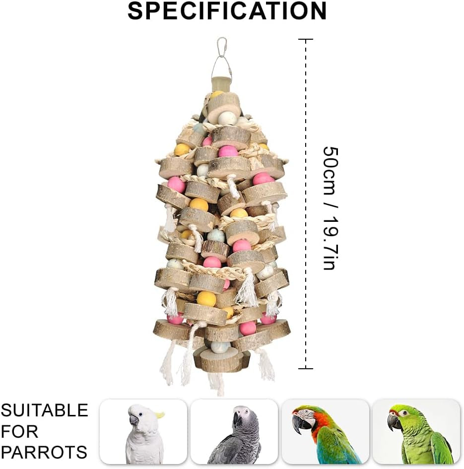 Natural Wood and Cotton Parrot Toy Bundle, 2 Pack