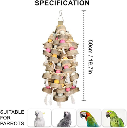 Natural Wood and Cotton Parrot Toy Bundle, 2 Pack