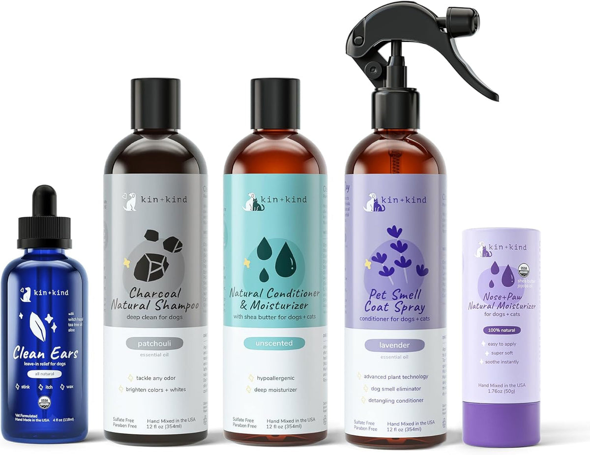 Charcoal Dog Shampoo and Conditioner Grooming Bundle