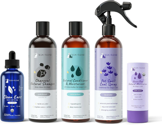 Charcoal Dog Shampoo and Conditioner Grooming Bundle