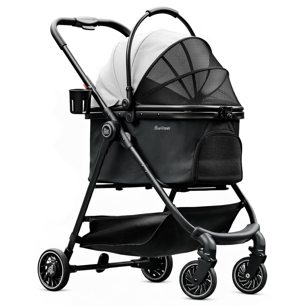 4-Wheel Foldable Pet Stroller with Removable Carrier, 33 lbs