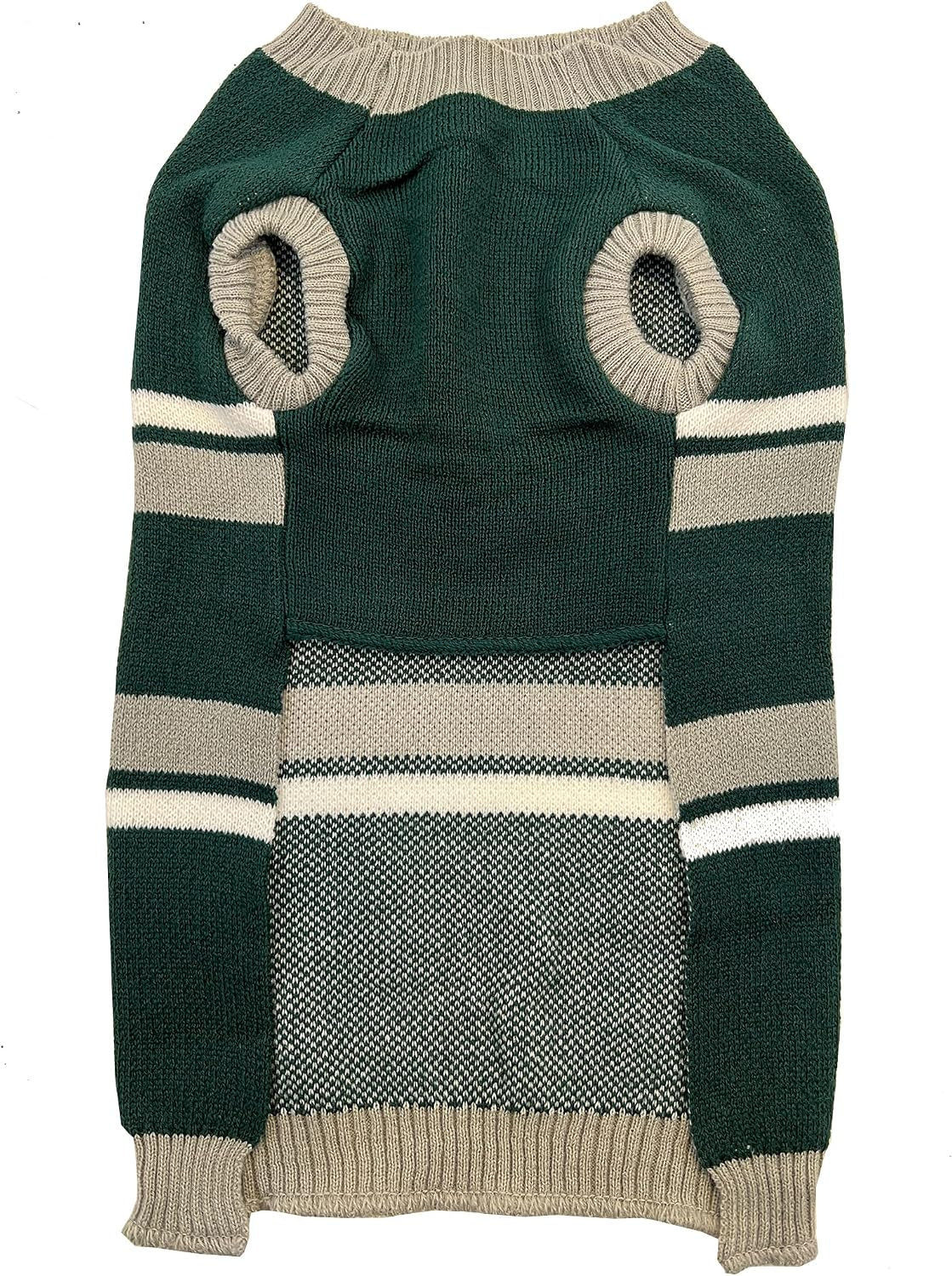 Philadelphia Eagles dog sweater, back with leg openings