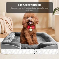 Orthopedic Bolster Dog Bed with Waterproof Liner