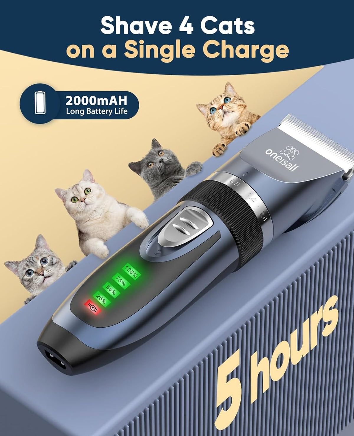 Quiet Cordless Cat Grooming Clippers