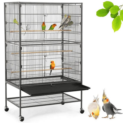52 in Rolling Bird Cage with 3 Perches and 4 Feeders