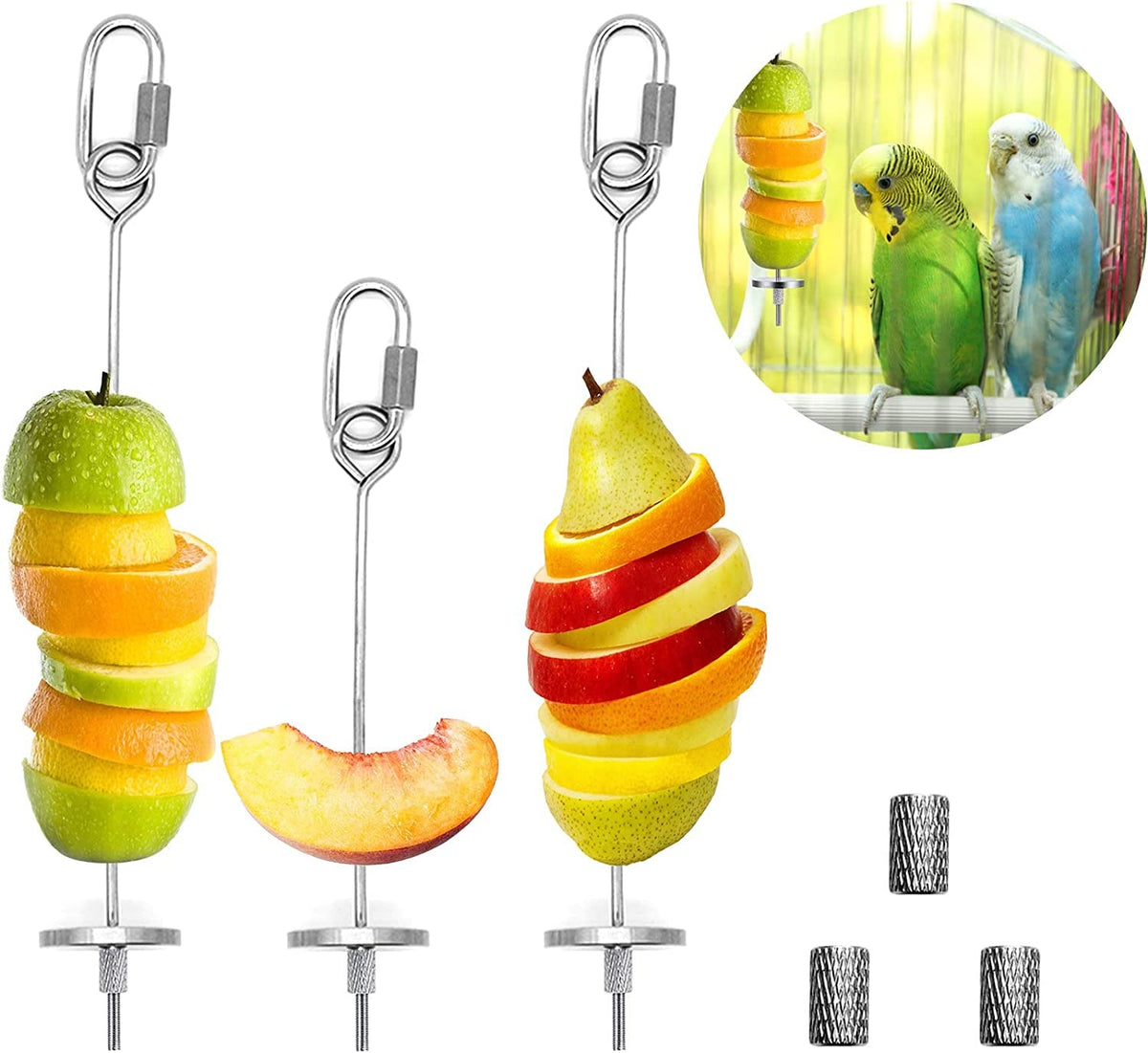 Stainless Steel Bird Food Skewers, 3 Pack
