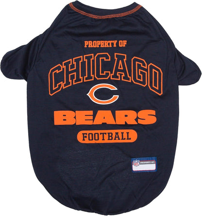 Chicago Bears dog T-shirt with orange lettering