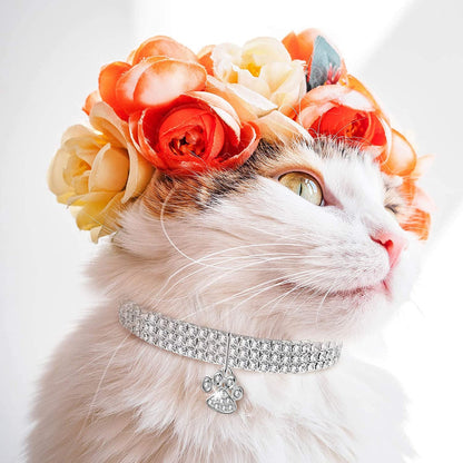 Crystal Elastic Cat Collar Necklace