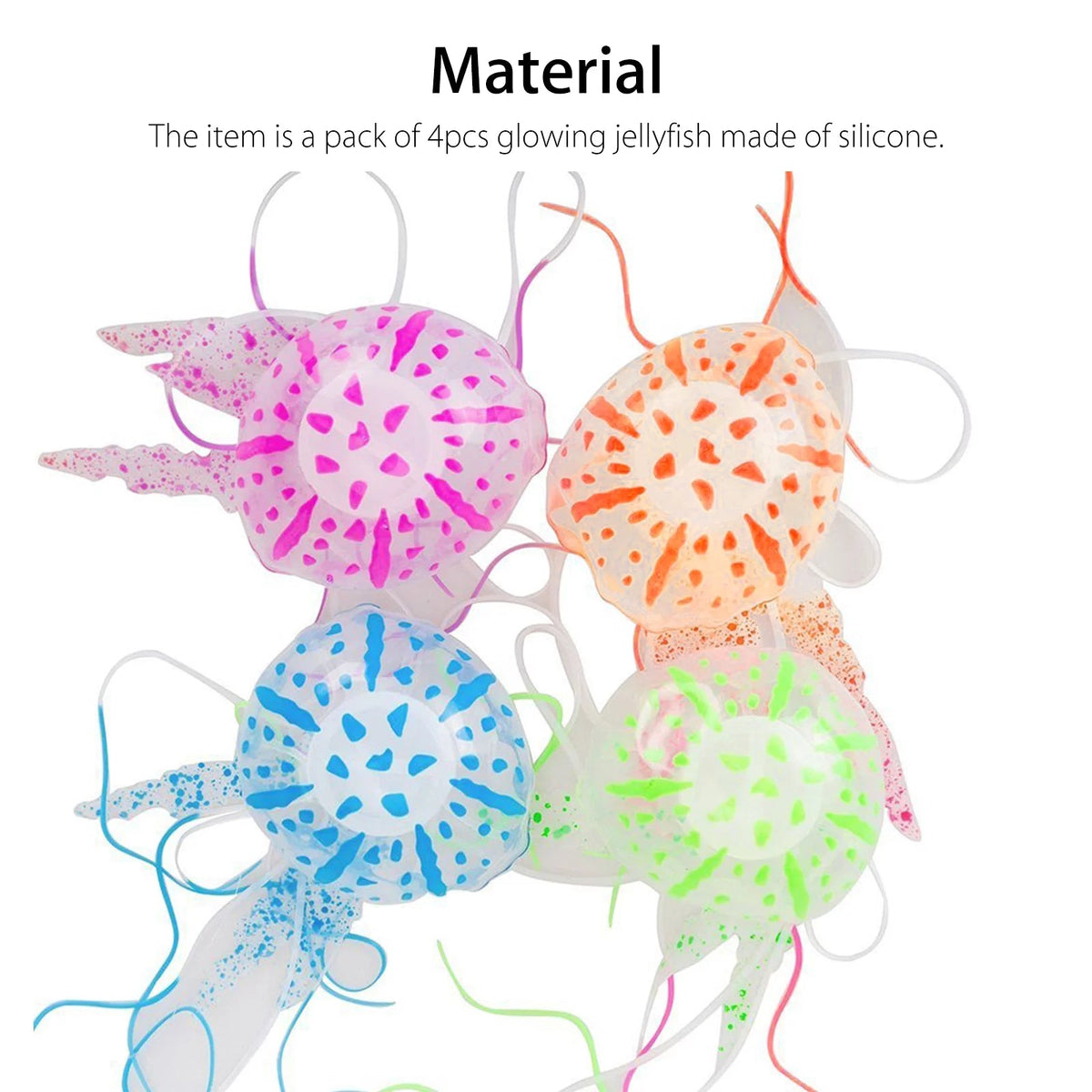 Glowing Jellyfish Aquarium Decorations, 4 Pack