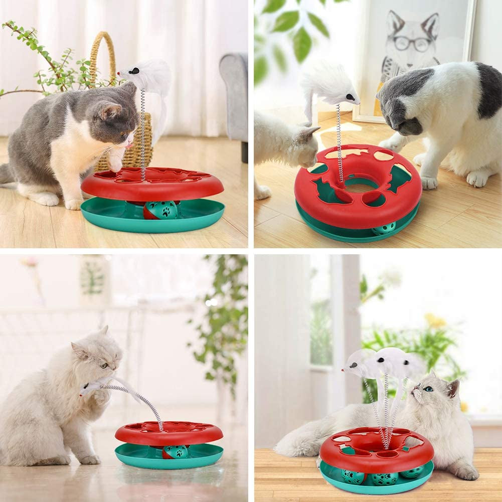 Interactive Cat Toy Set, Track Tower with Mouse and Balls