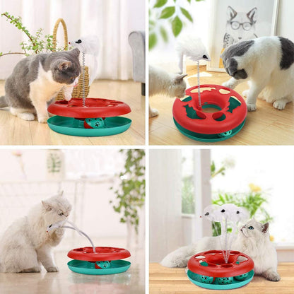 Interactive Cat Toy Set, Track Tower with Mouse and Balls
