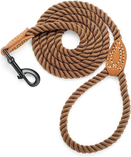 4 ft Rope Dog Leash with Leather Handle