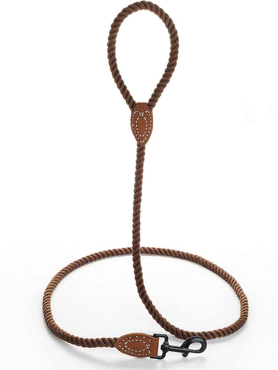 4 ft Rope Dog Leash with Leather Handle