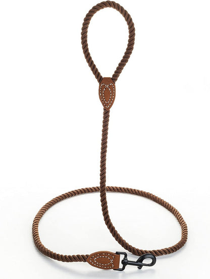 4 ft Rope Dog Leash with Leather Handle