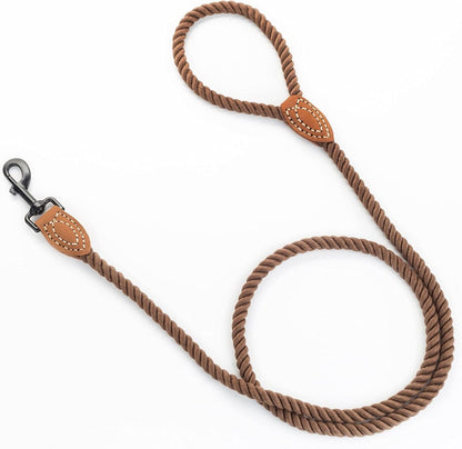 4 ft Rope Dog Leash with Leather Handle