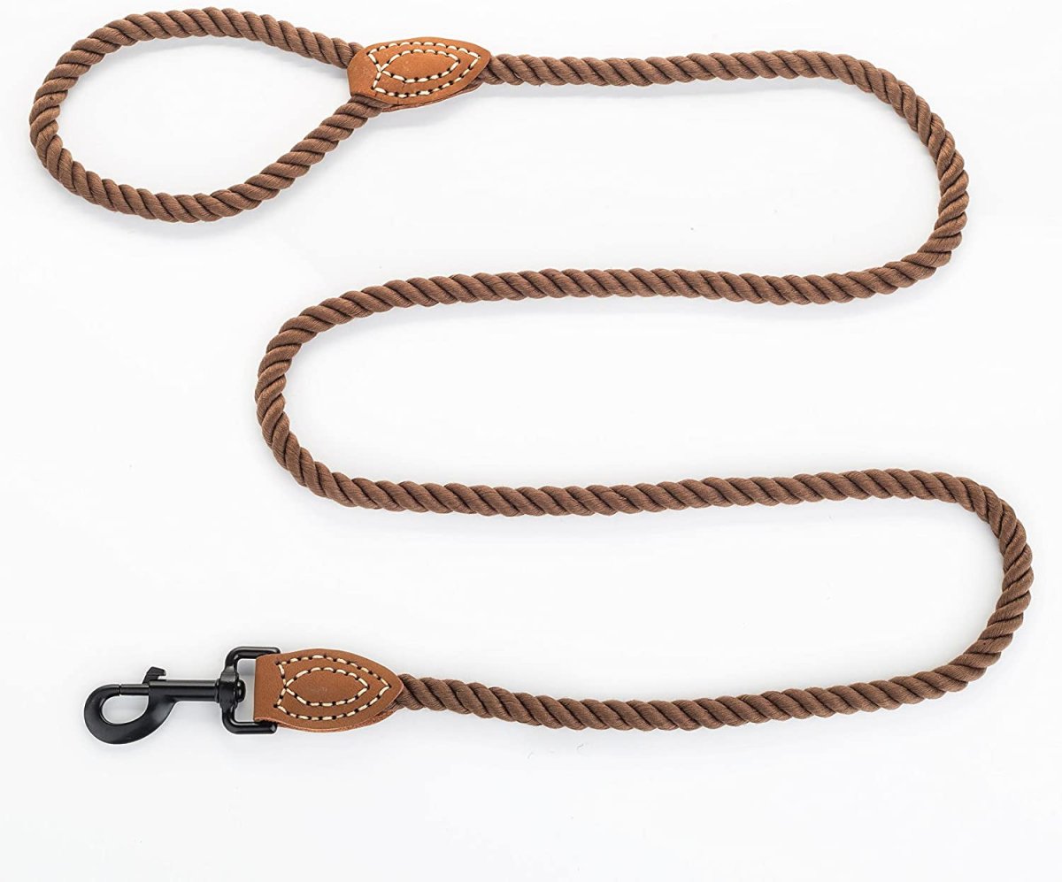 4 ft Rope Dog Leash with Leather Handle