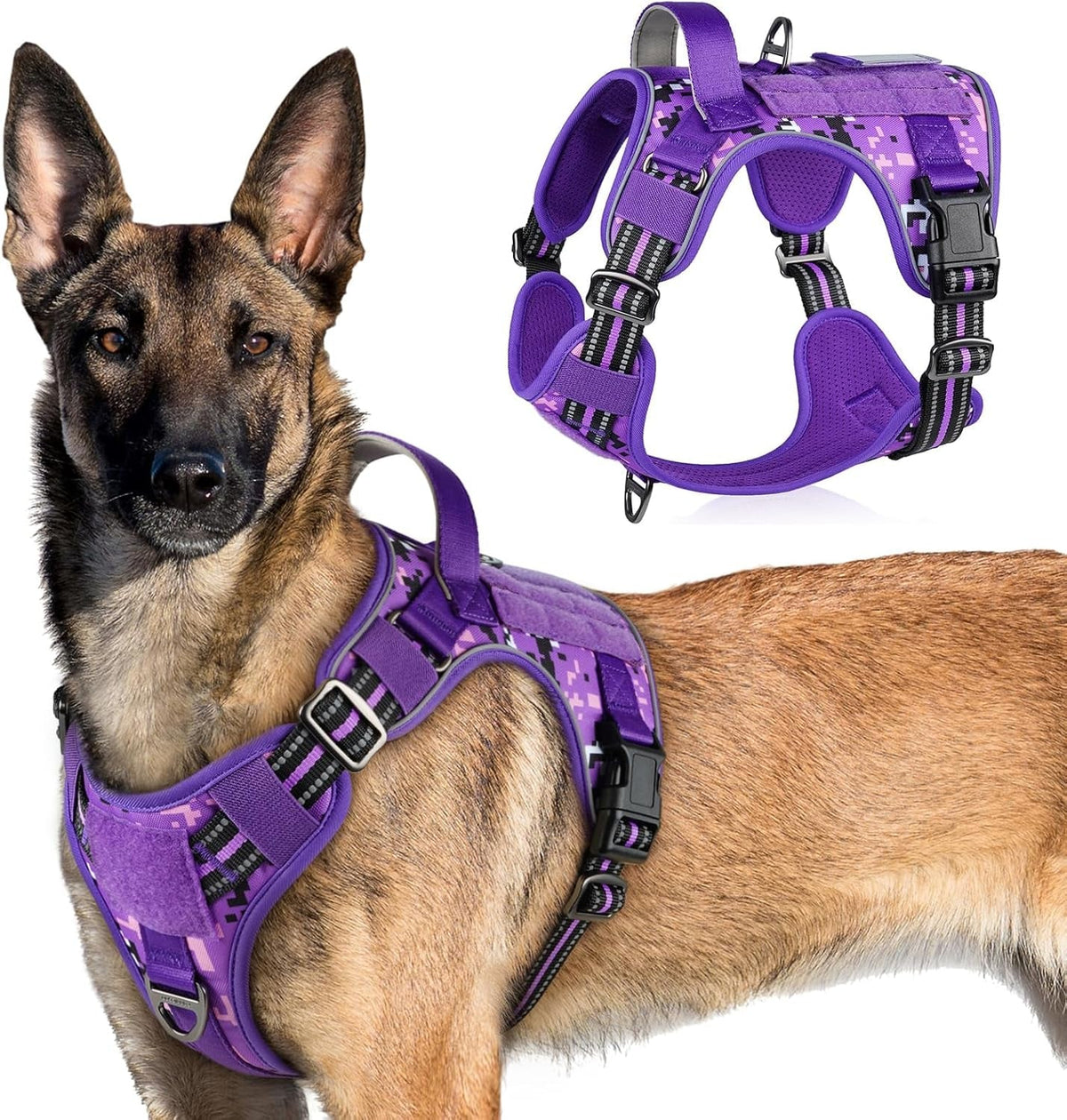 MOLLE Tactical No-Pull Dog Harness, Medium to Large