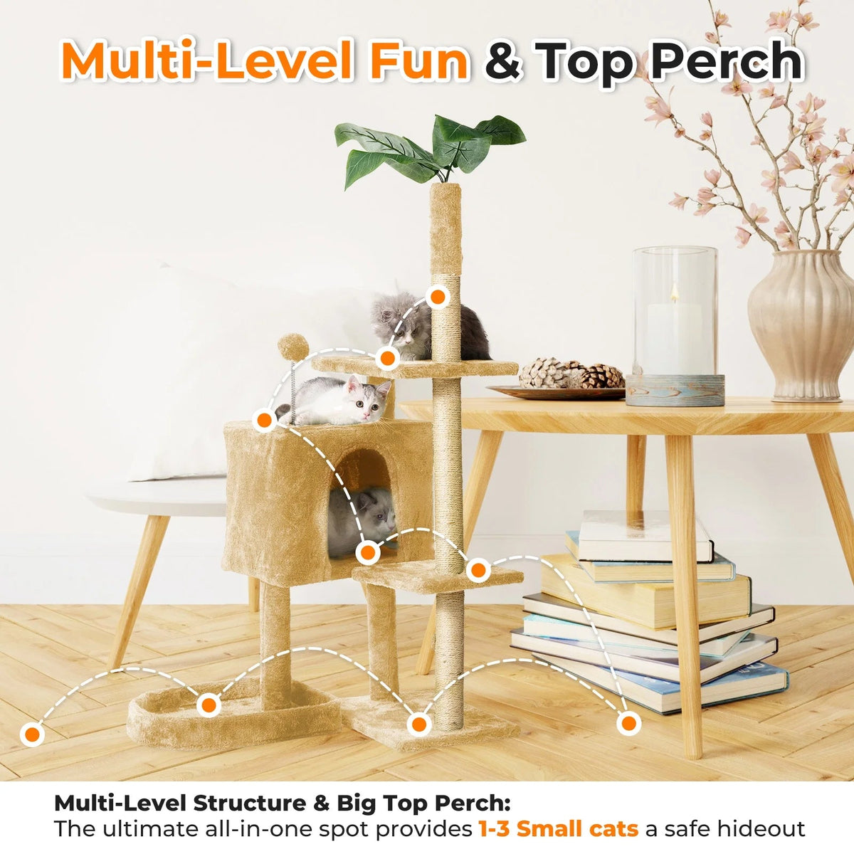 52 in Cat Tree with Plush Perches and Scratching Posts