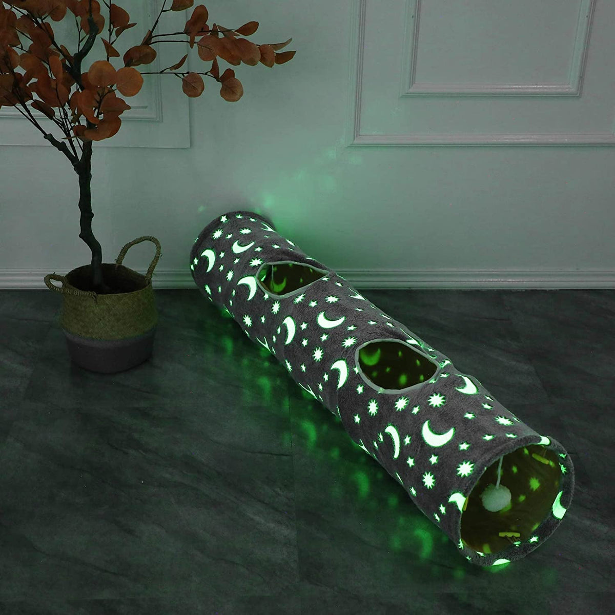 Collapsible Cat Tunnel Tube with Plush Balls, 47 in
