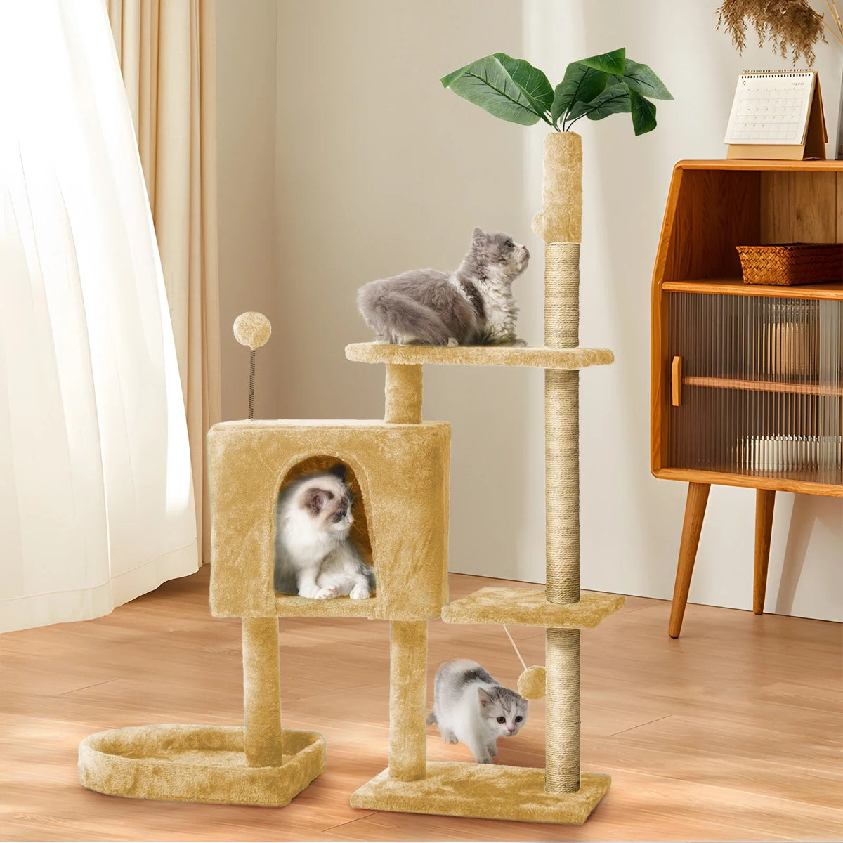 52 in Cat Tree with Plush Perches and Scratching Posts