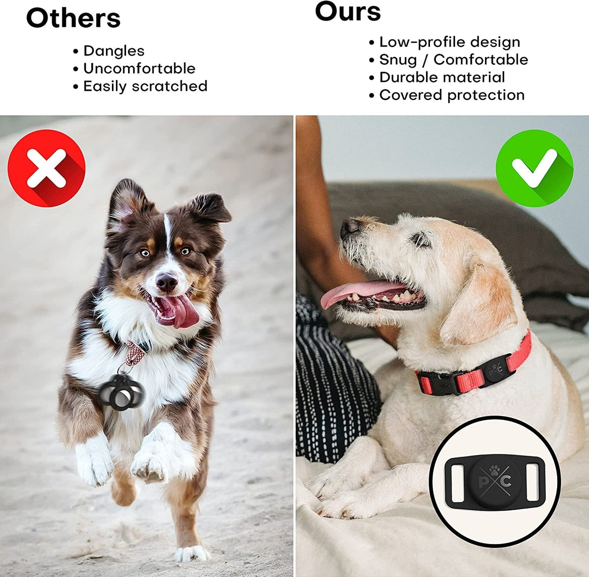 AirTag Dog Collar Holder, Extra-Durable & Lightweight