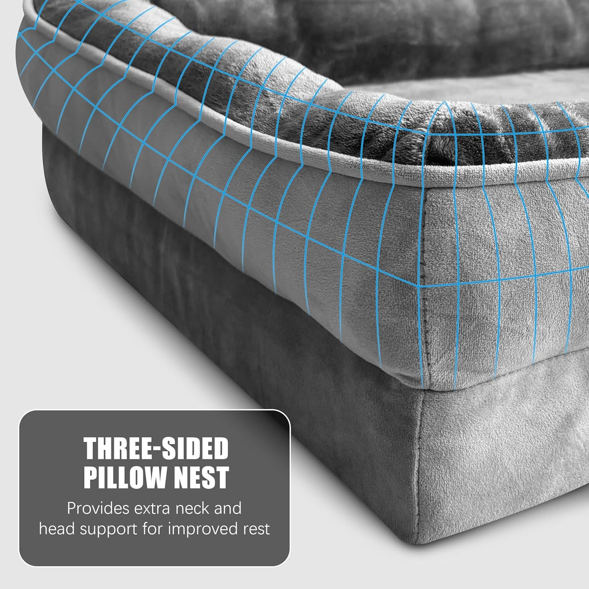 Orthopedic Bolster Dog Bed with Waterproof Liner
