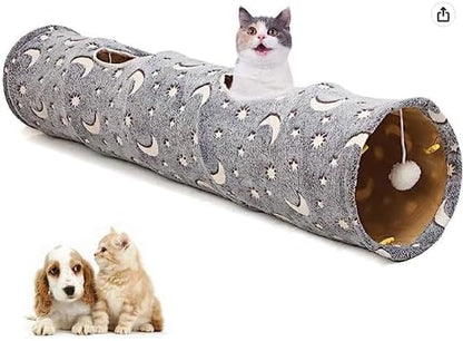 Collapsible Cat Tunnel Tube with Plush Balls, 47 in