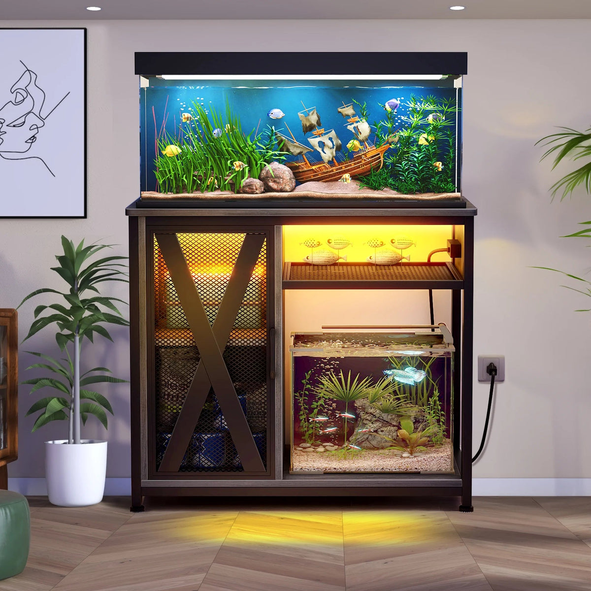 Aquarium Stand with Power Outlets, 40-50 Gallon