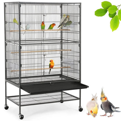 52 in Rolling Bird Cage with Storage Shelf