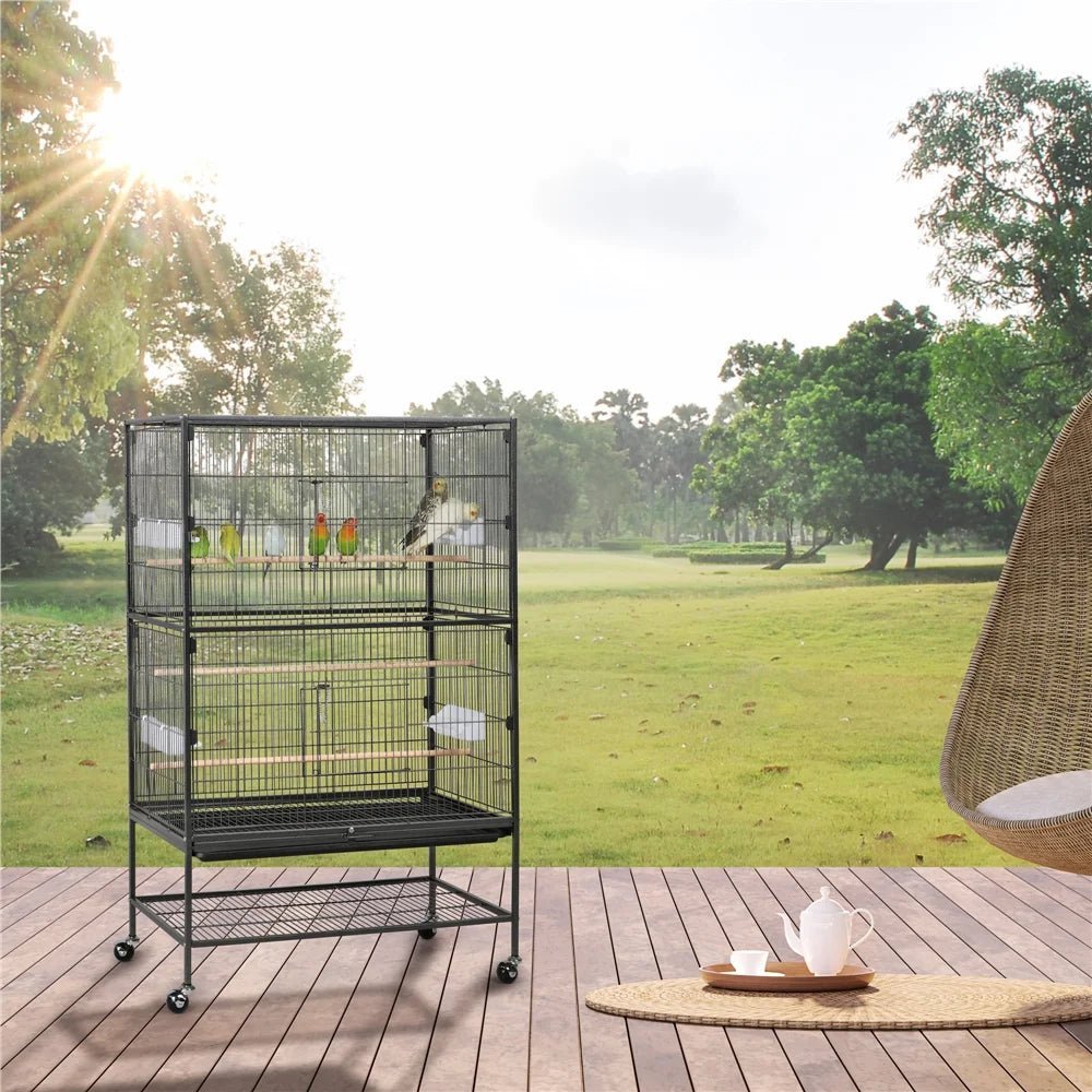 52 in Rolling Bird Cage with Storage Shelf