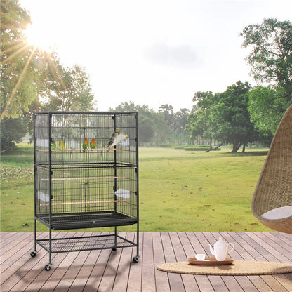 52 in Rolling Bird Cage with Storage Shelf