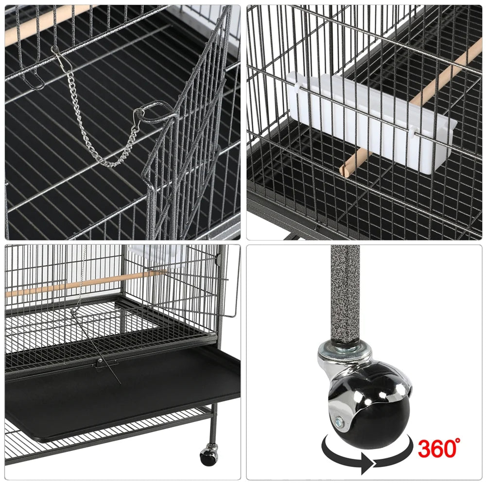 52 in Rolling Bird Cage with Storage Shelf